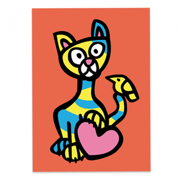 valentijn valentijnskaart valentijnskaarten postkaart illustratie vrolijk vrolijke kaart kaarten kinderen post kleur Liefde kat vogel vogeltjes
