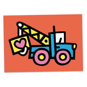 valentijn valentijnskaart valentijnskaarten postkaart illustratie vrolijk vrolijke kaart kaarten kinderen post kleur hijskraan